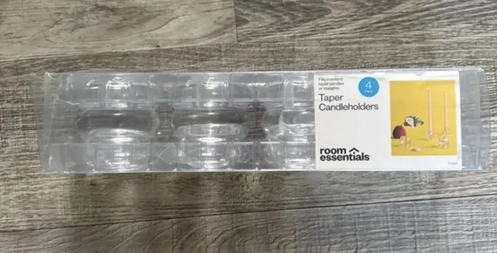 Room Essentials Clear Glass Candle Holders 4 Pack for Taper & Tealight Candles